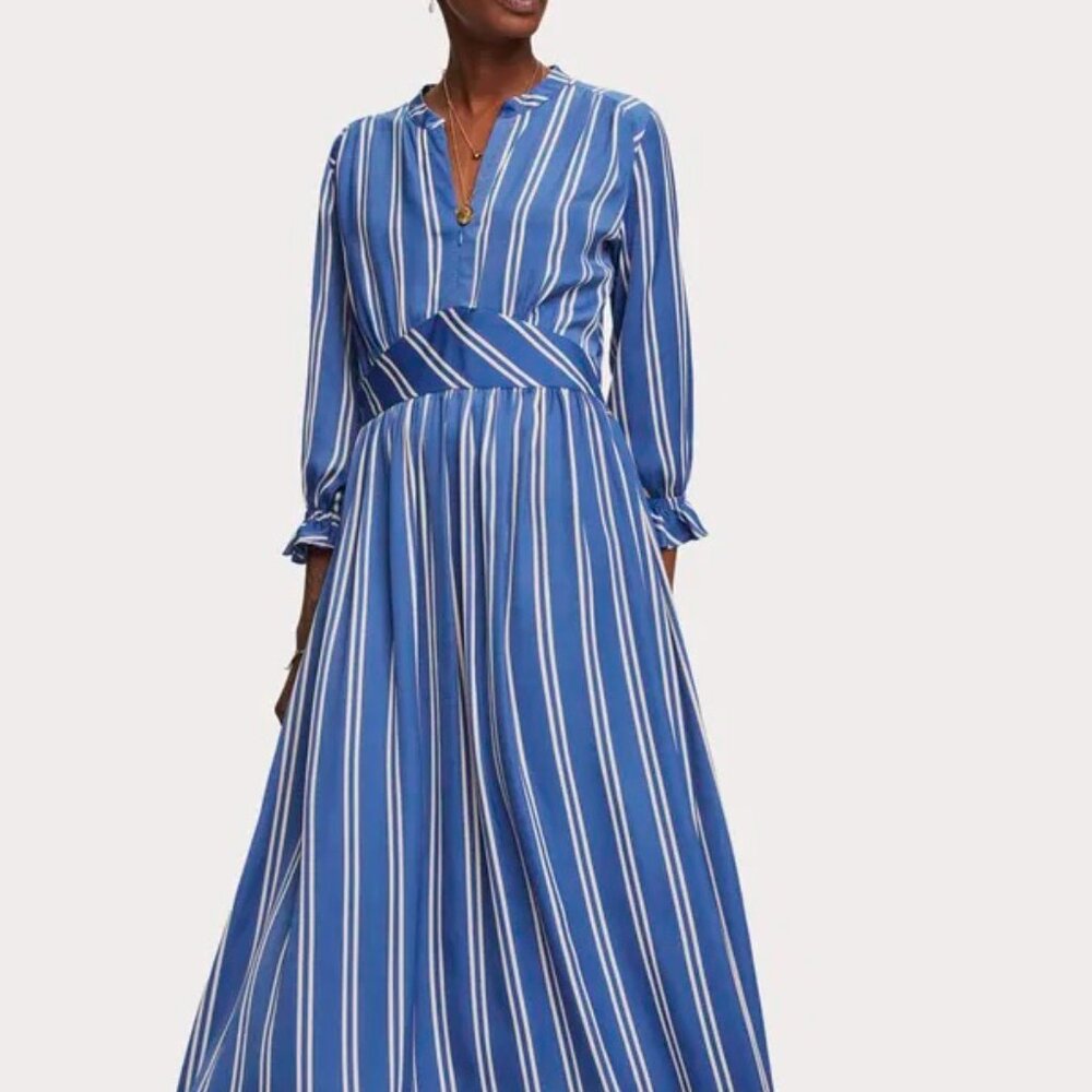 Scotch & Soda Aloha Hula Printed Satin Midi Dress Size Small - Picture 2 of 6